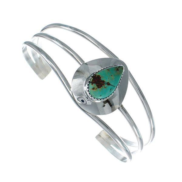 Native American Turquoise Sterling Silver Tear Drop Navajo Cuff Bracelet TX10258